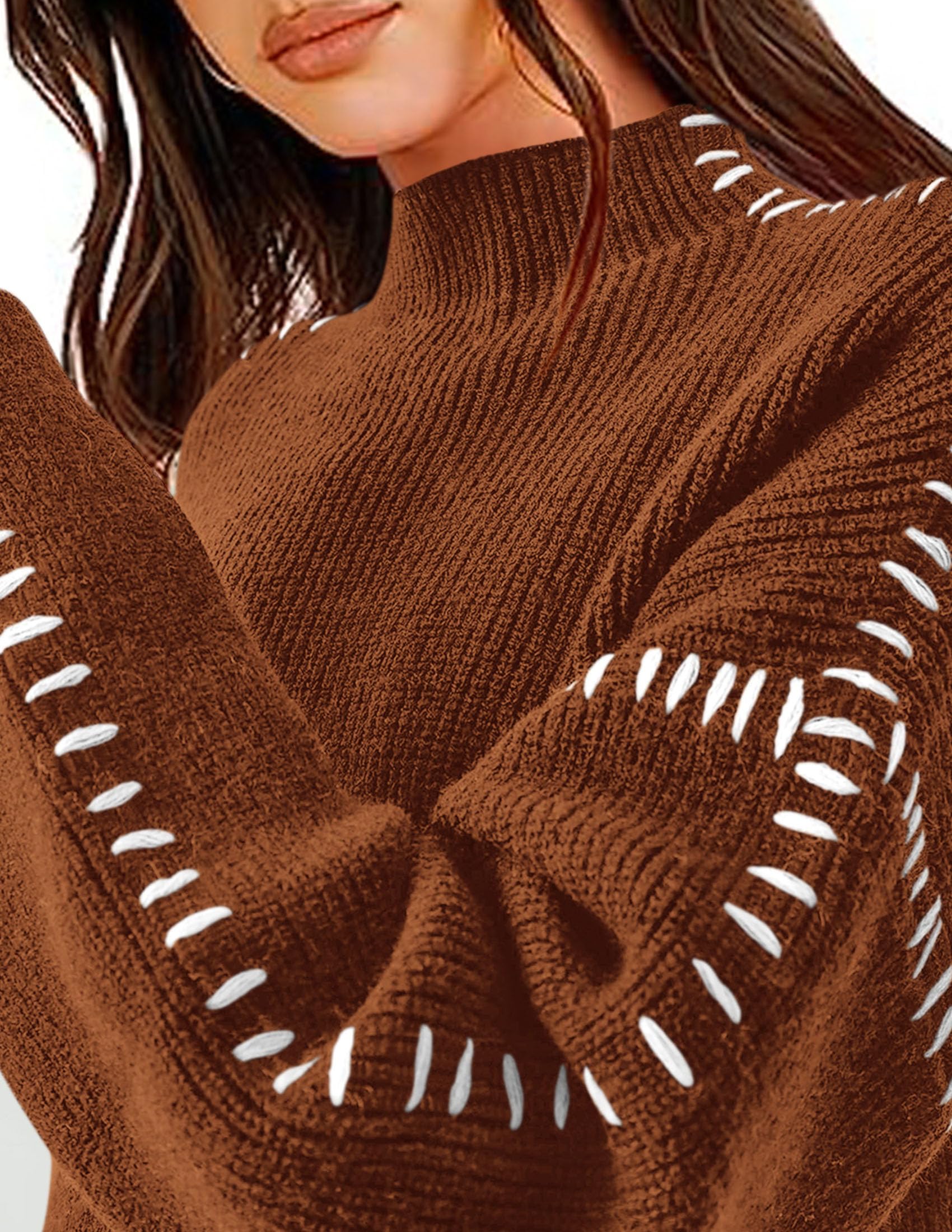 PRETTYGARDEN Women's Chunky Knit Sweaters Fall Long Sleeve Mock Neck Oversized Pullover Tops Winter Fashion Clothes - Image 61
