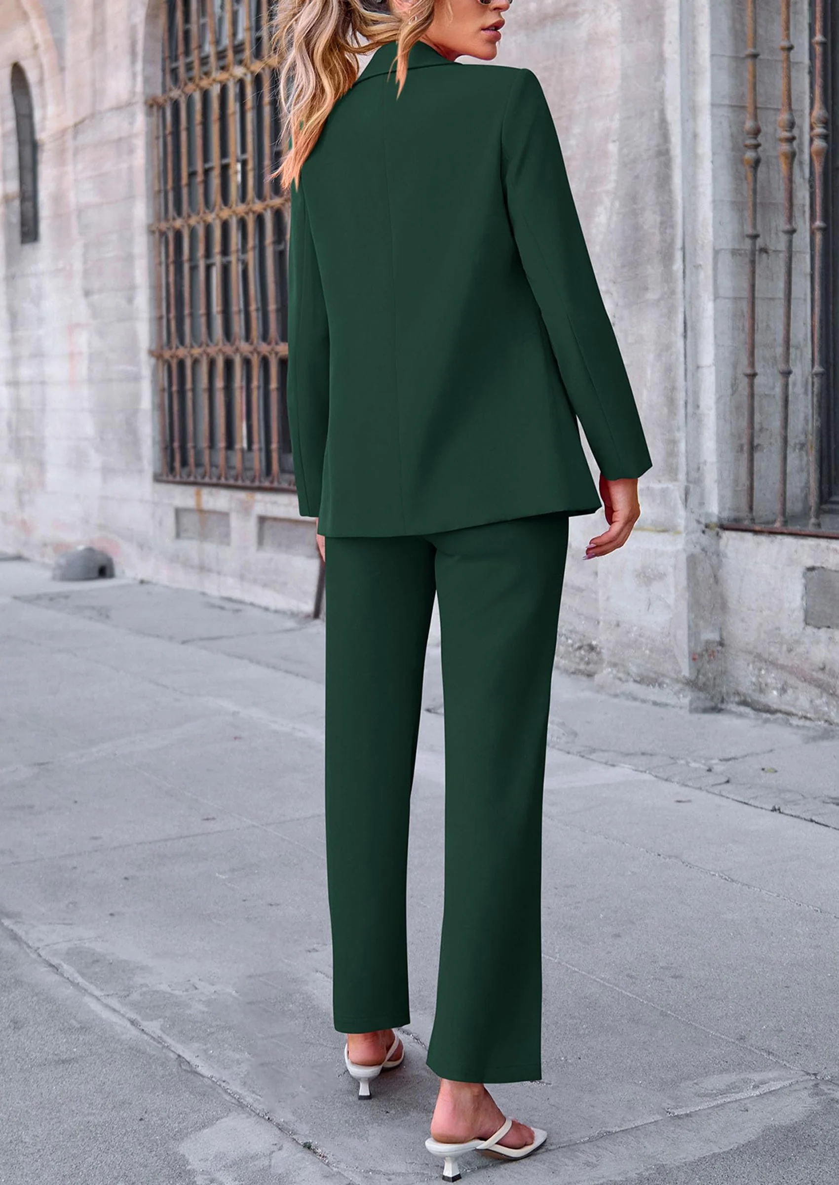 PRETTYGARDEN 2 Piece Blazer Outfits Business Casual Oversized Jacket Wide Leg Work Pants Dressy Suit Set - Image 27