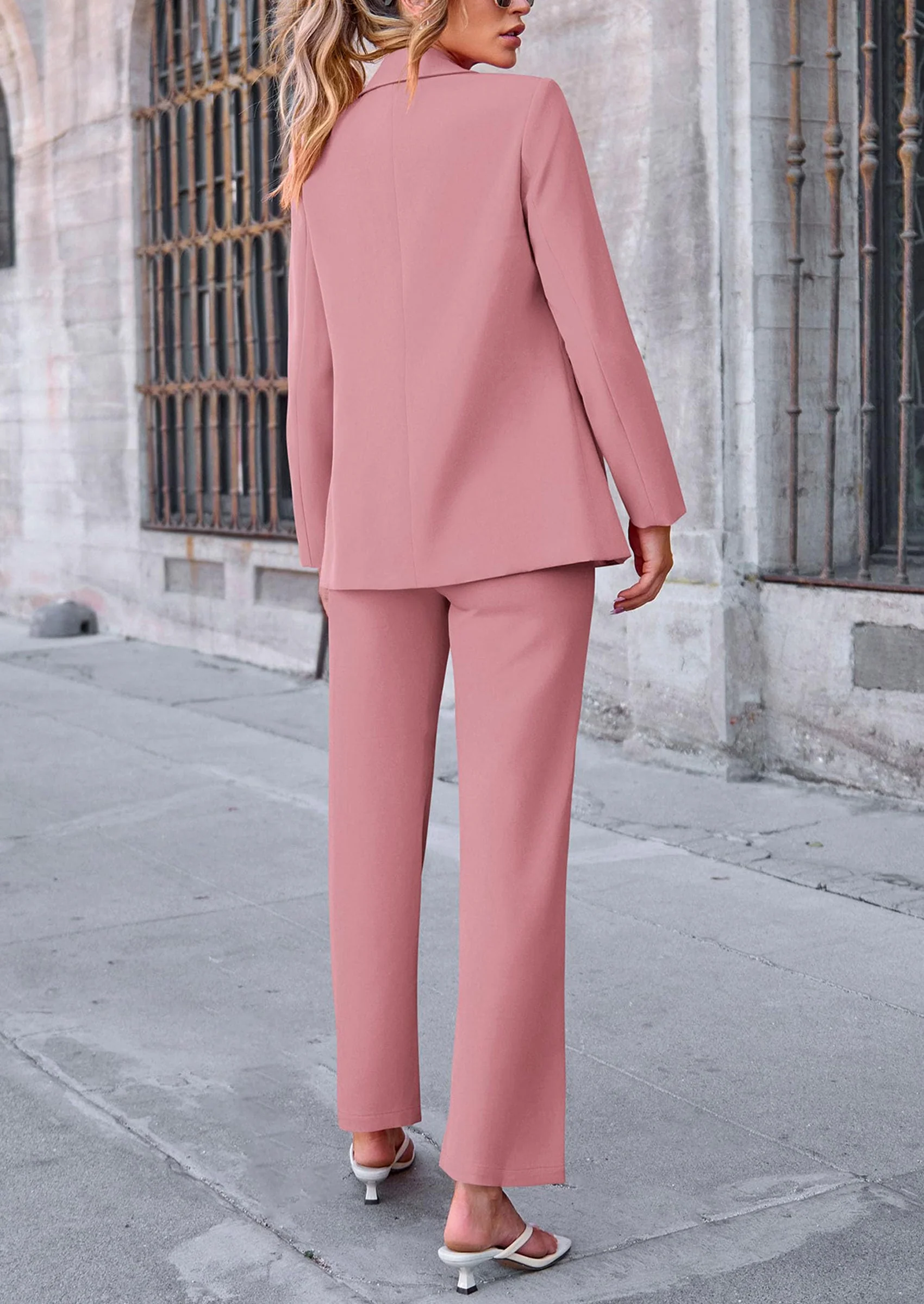 PRETTYGARDEN 2 Piece Blazer Outfits Business Casual Oversized Jacket Wide Leg Work Pants Dressy Suit Set - Image 33