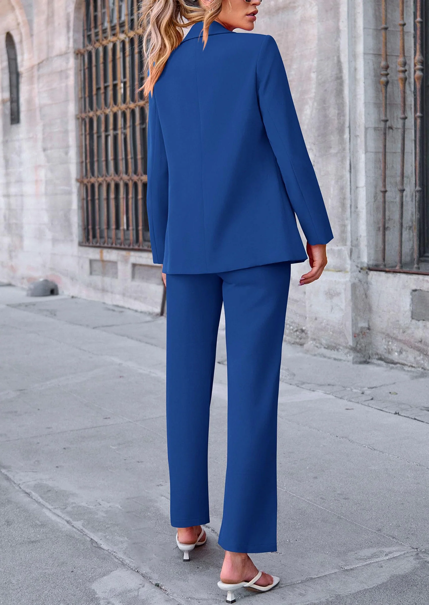 PRETTYGARDEN 2 Piece Blazer Outfits Business Casual Oversized Jacket Wide Leg Work Pants Dressy Suit Set - Image 45