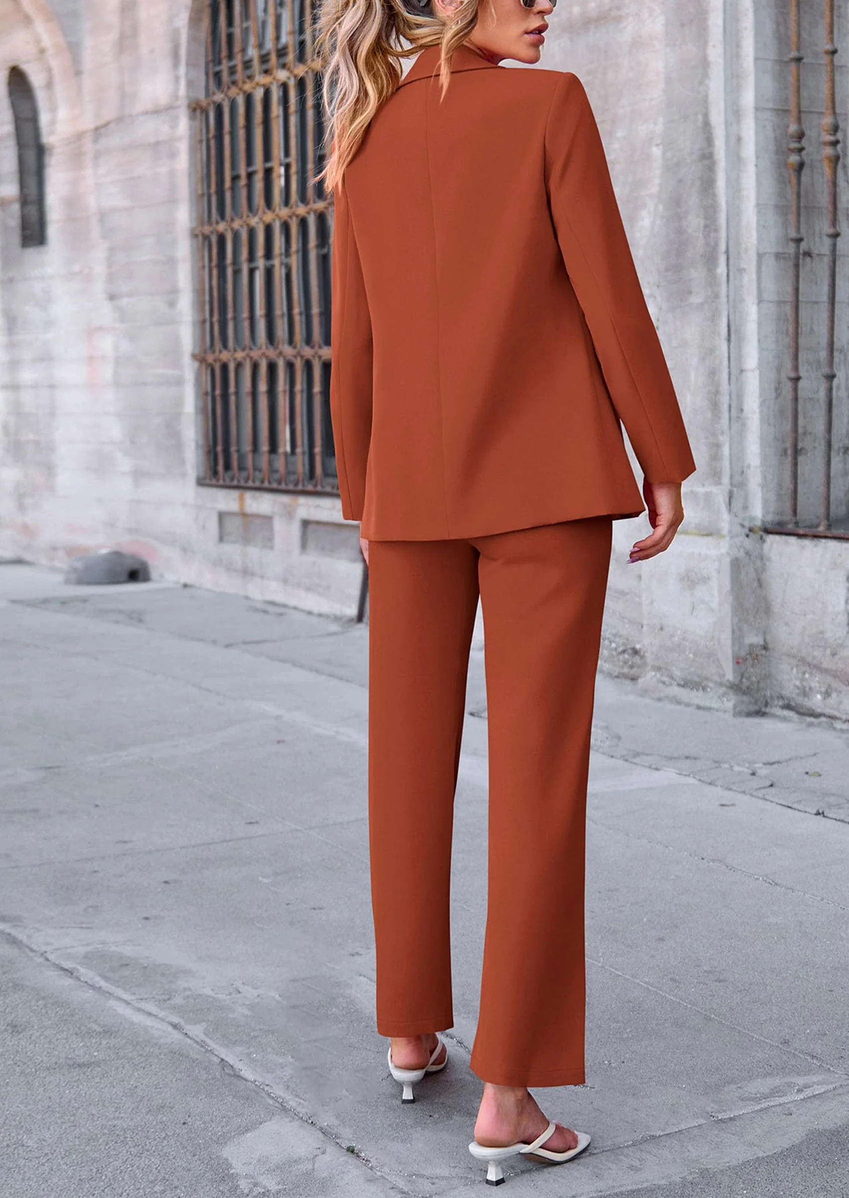 PRETTYGARDEN 2 Piece Blazer Outfits Business Casual Oversized Jacket Wide Leg Work Pants Dressy Suit Set - Image 68