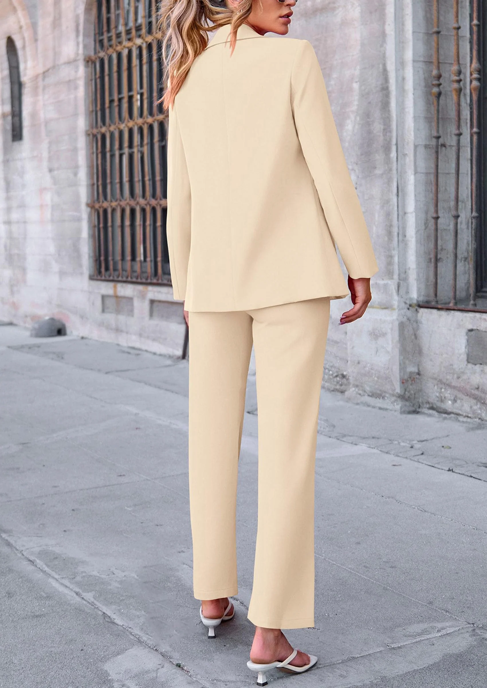 PRETTYGARDEN 2 Piece Blazer Outfits Business Casual Oversized Jacket Wide Leg Work Pants Dressy Suit Set - Image 9