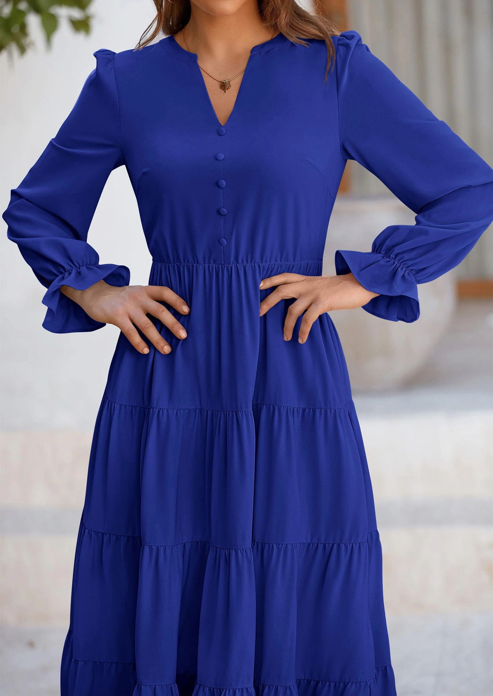 PRETTYGARDEN Women Fall Long Sleeve Smocked Maxi Dress Casual Square Neck Swiss Dot Tiered Ruffle Flowy Spring Pocket Dresses - Image 151
