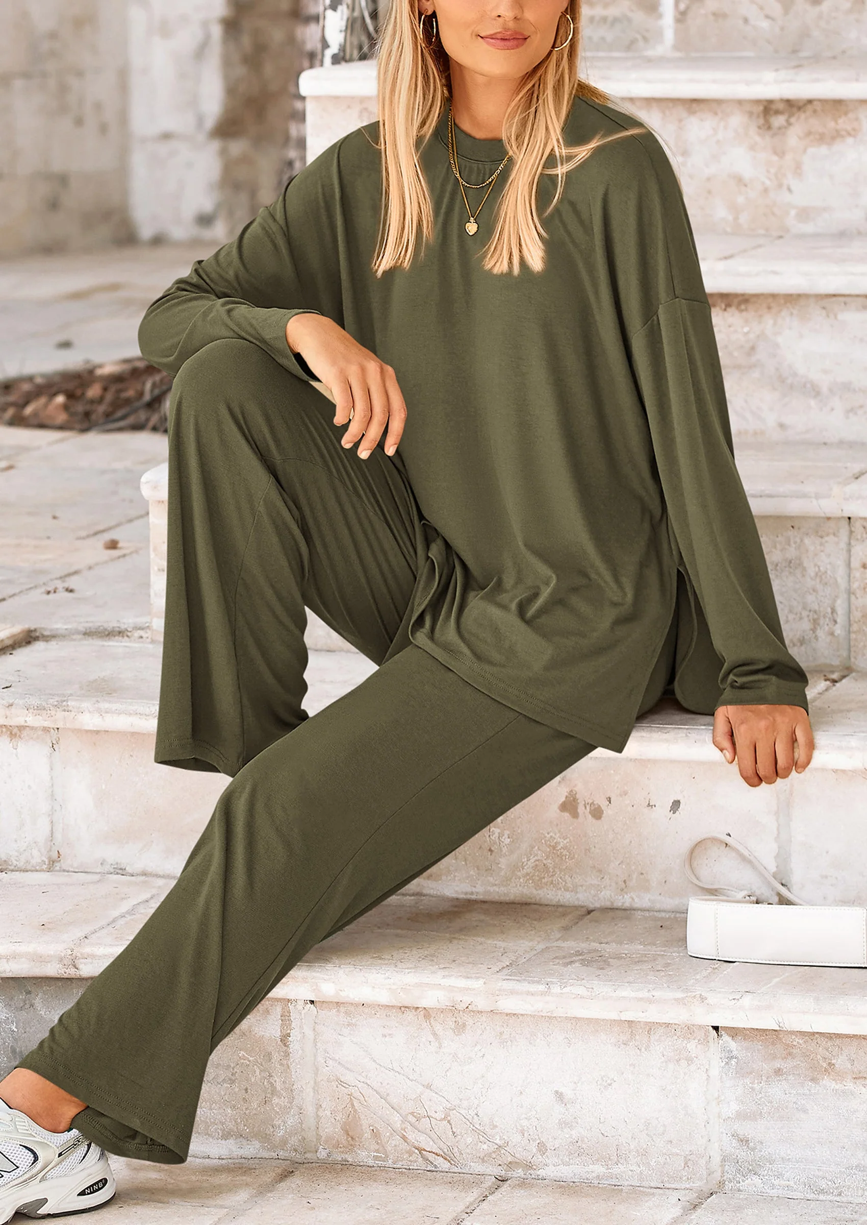 PRETTYGARDEN Women's Two Piece Lounge Sets Matching Long Sleeve Shirts Wide Leg Pants Tracksuits Travel Outfits Fall Clothes - Image 14