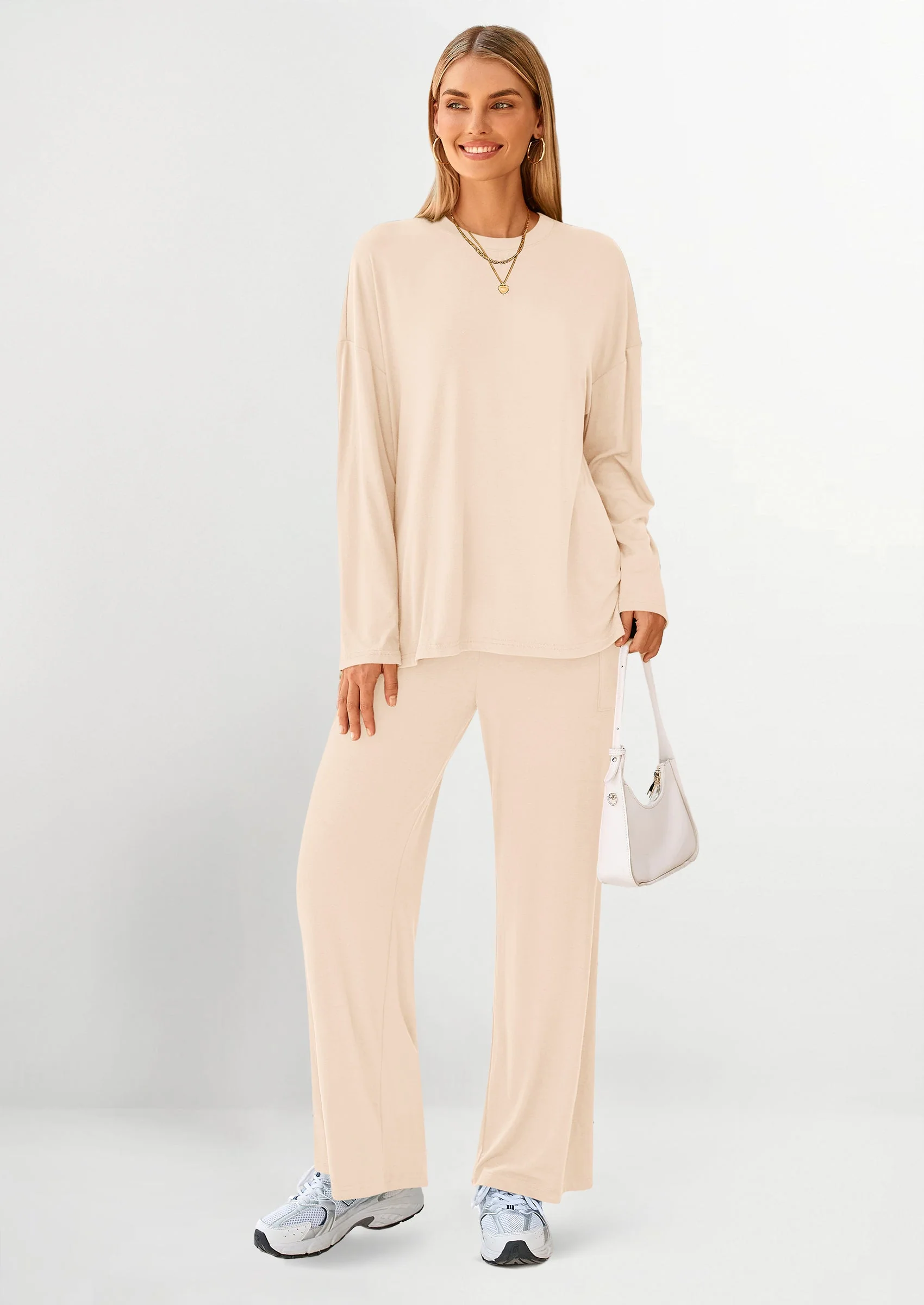 PRETTYGARDEN Women's Two Piece Lounge Sets Matching Long Sleeve Shirts Wide Leg Pants Tracksuits Travel Outfits Fall Clothes - Image 17