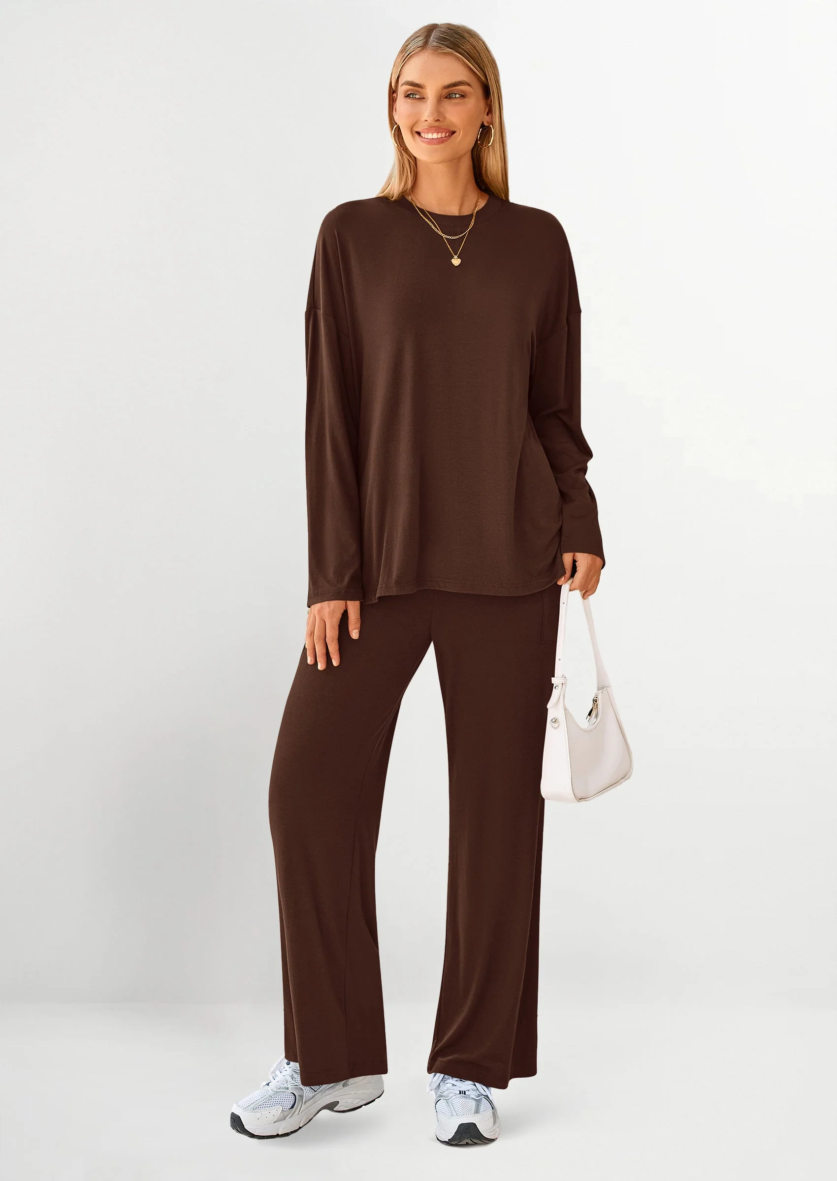 PRETTYGARDEN Women's Two Piece Lounge Sets Matching Long Sleeve Shirts Wide Leg Pants Tracksuits Travel Outfits Fall Clothes - Image 41