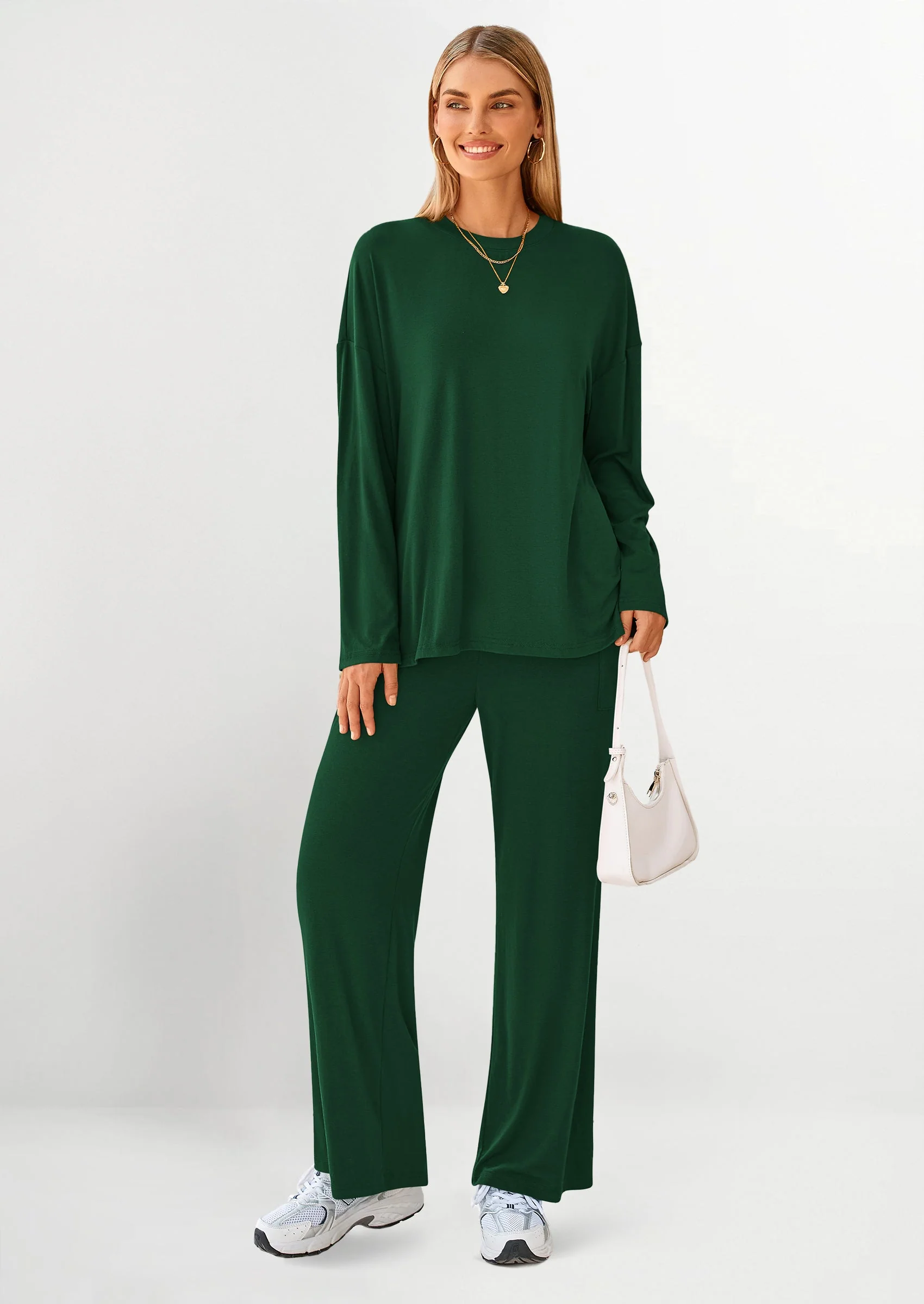 PRETTYGARDEN Women's Two Piece Lounge Sets Matching Long Sleeve Shirts Wide Leg Pants Tracksuits Travel Outfits Fall Clothes - Image 57
