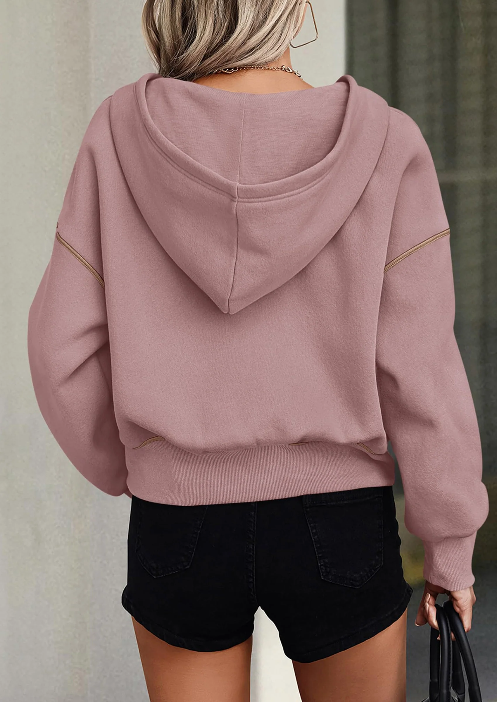 PRETTYGARDEN Women's Hooded Sweatshirts Long Sleeve Half Zip Cropped Hoodie Pullover Winter Fashion Clothes - Image 10