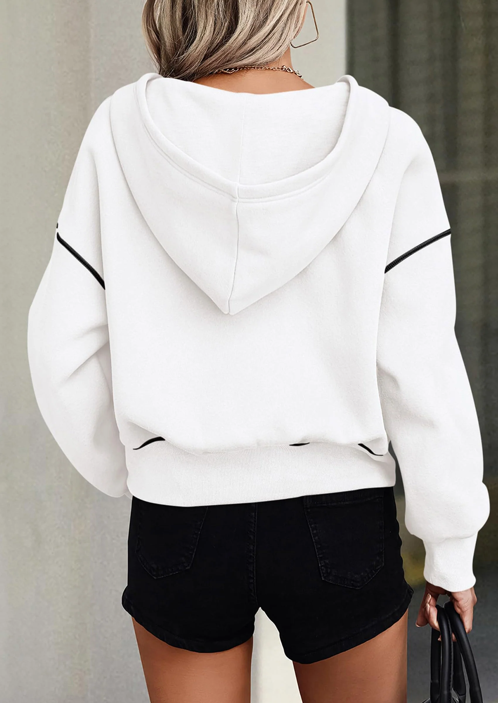 PRETTYGARDEN Women's Hooded Sweatshirts Long Sleeve Half Zip Cropped Hoodie Pullover Winter Fashion Clothes - Image 43