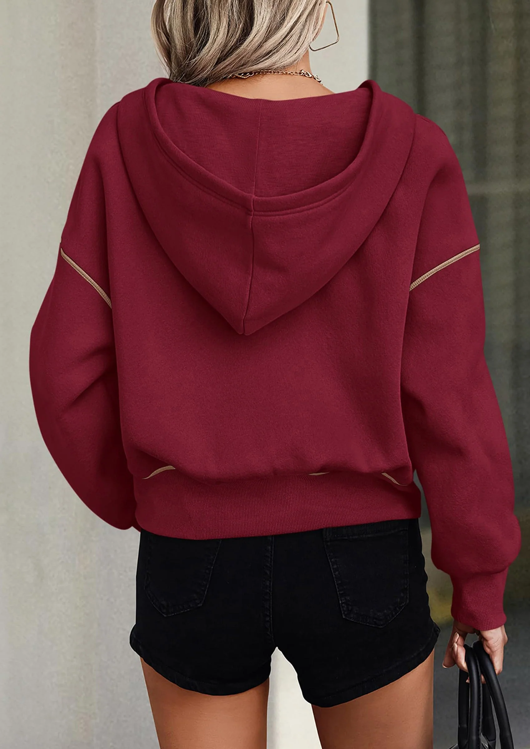 PRETTYGARDEN Women's Hooded Sweatshirts Long Sleeve Half Zip Cropped Hoodie Pullover Winter Fashion Clothes - Image 50