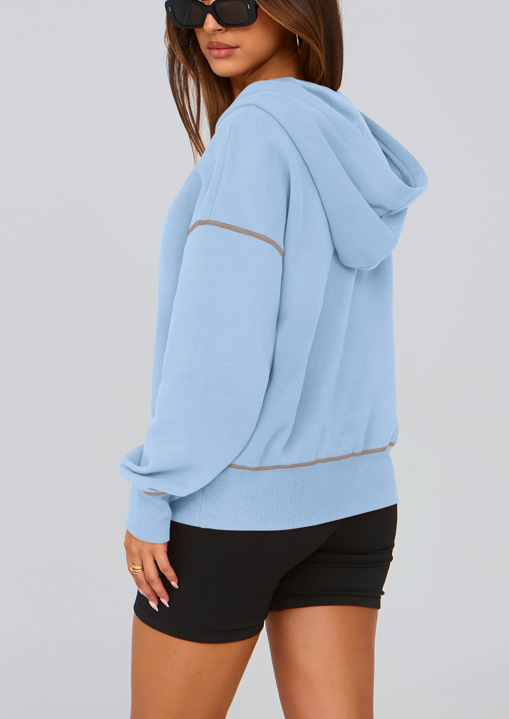 PRETTYGARDEN Women's Hooded Sweatshirts Long Sleeve Half Zip Cropped Hoodie Pullover Winter Fashion Clothes - Image 62