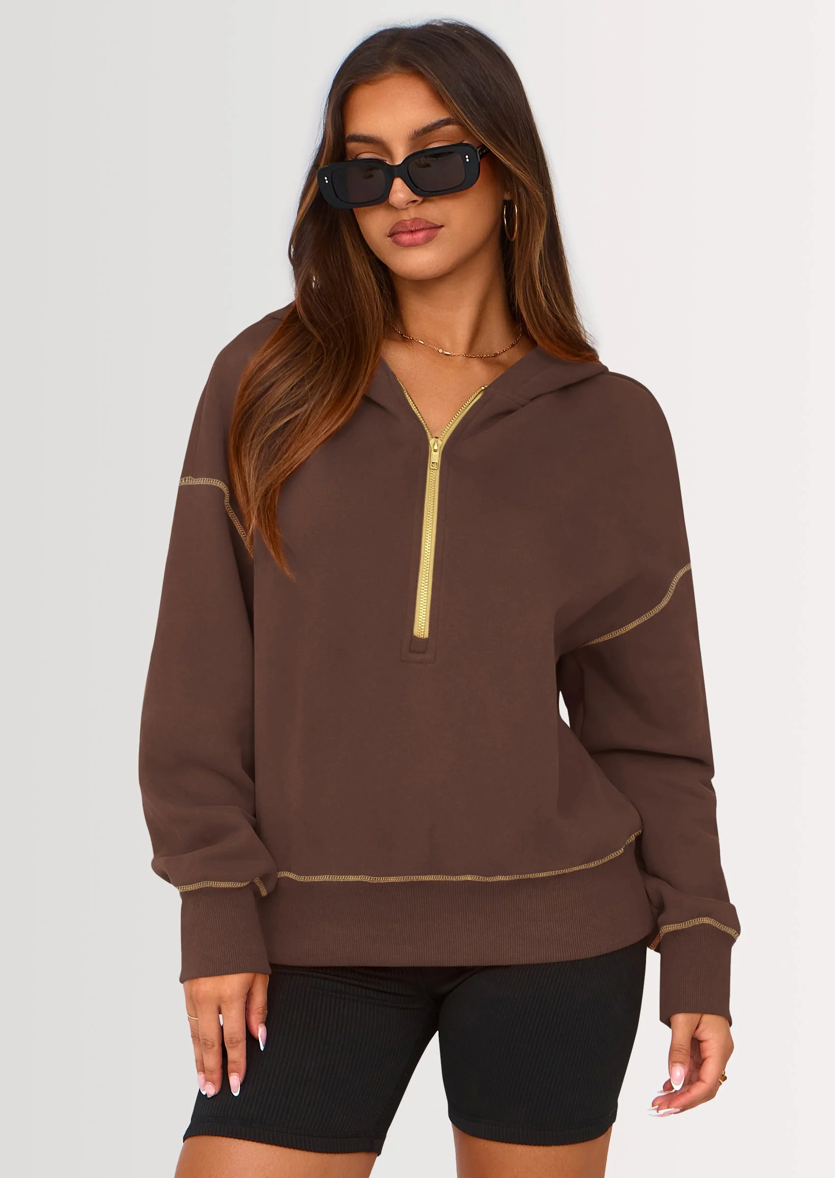 PRETTYGARDEN Women's Hooded Sweatshirts Long Sleeve Half Zip Cropped Hoodie Pullover Winter Fashion Clothes - Image 67
