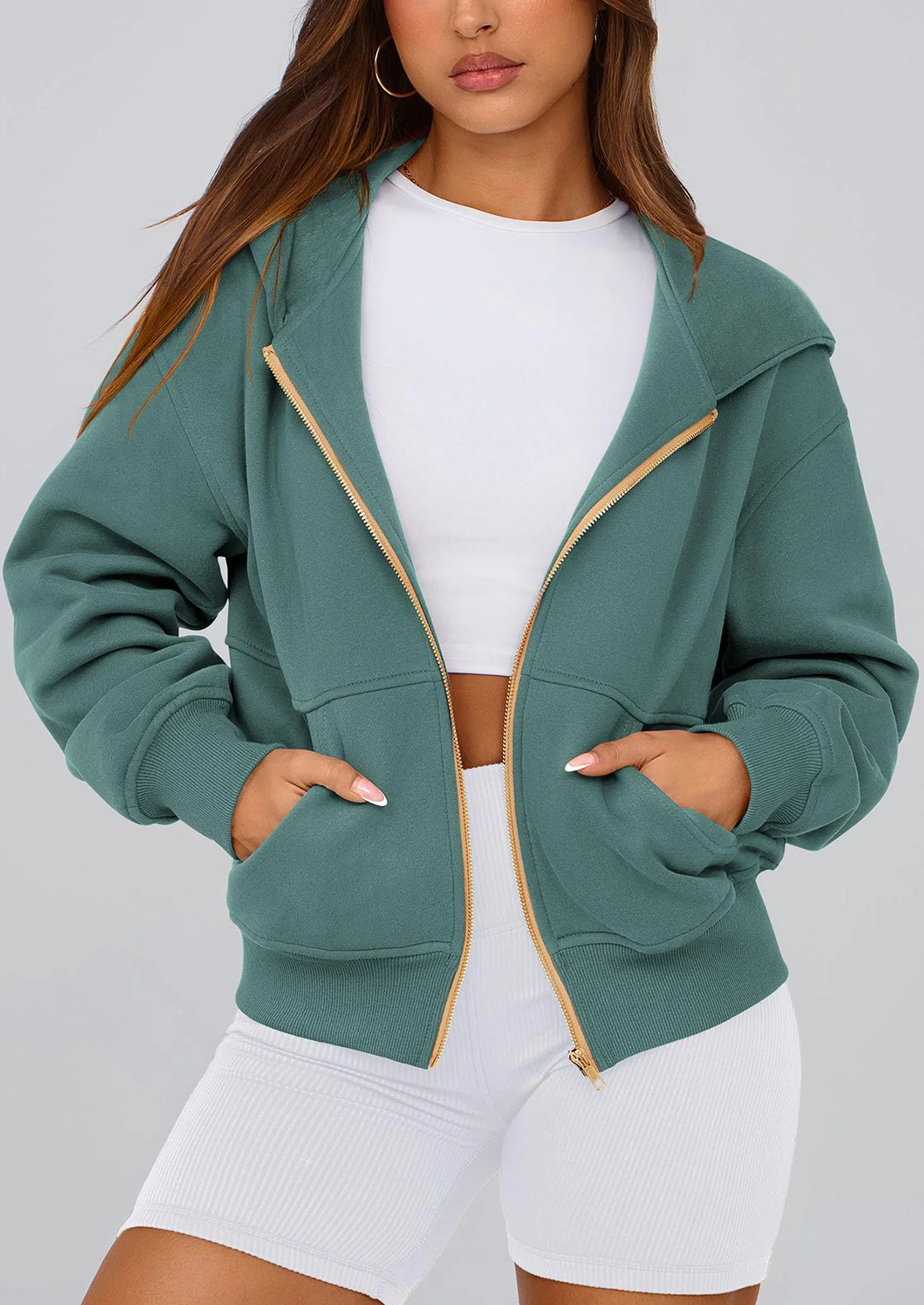 PRETTYGARDEN Hoodies For Women Sweatshirt Zip Up Hoodie Fall Fashion Trendy Long Sleeve Jackets Winter Clothing Outfits - Image 16