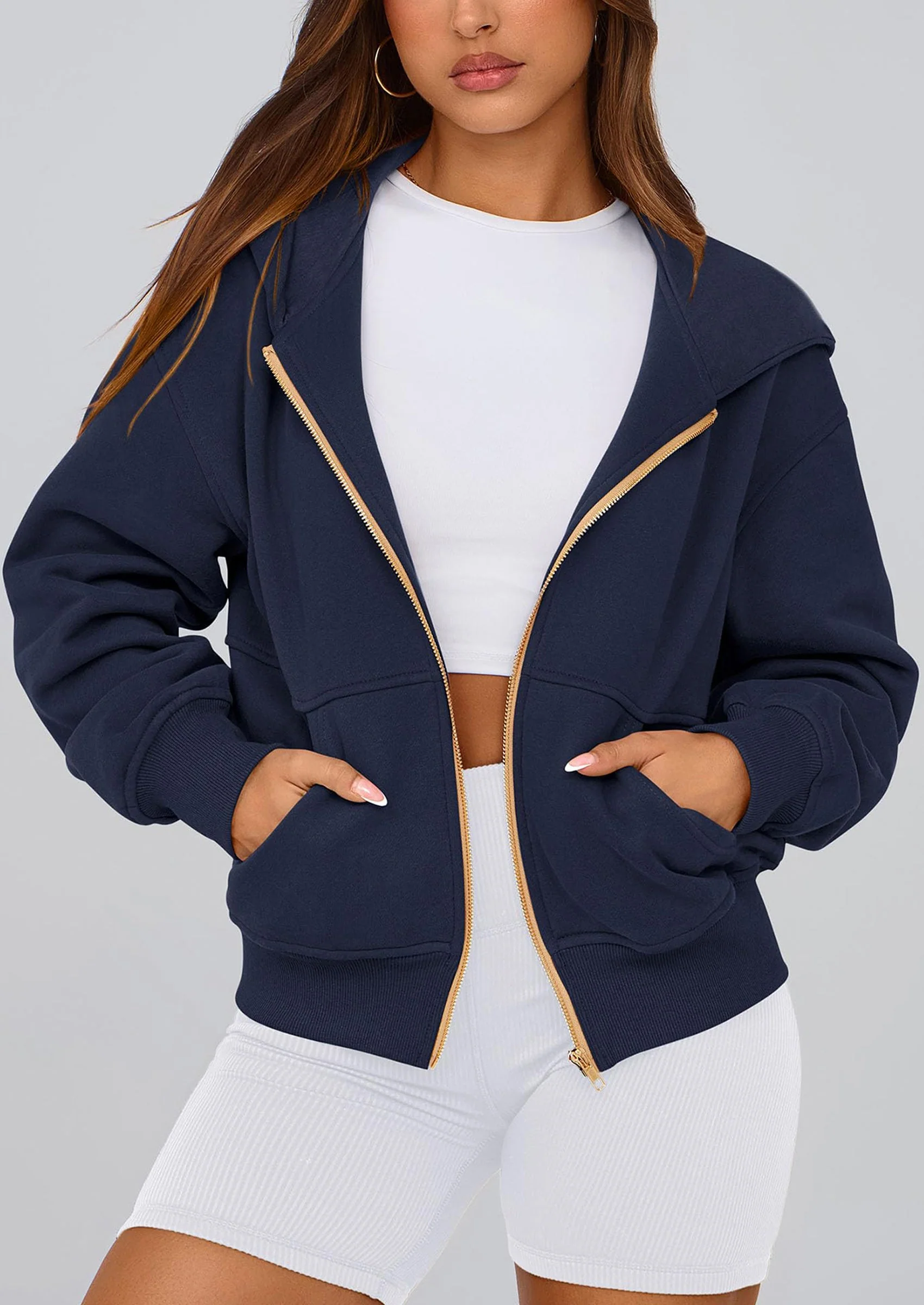PRETTYGARDEN Hoodies For Women Sweatshirt Zip Up Hoodie Fall Fashion Trendy Long Sleeve Jackets Winter Clothing Outfits - Image 22
