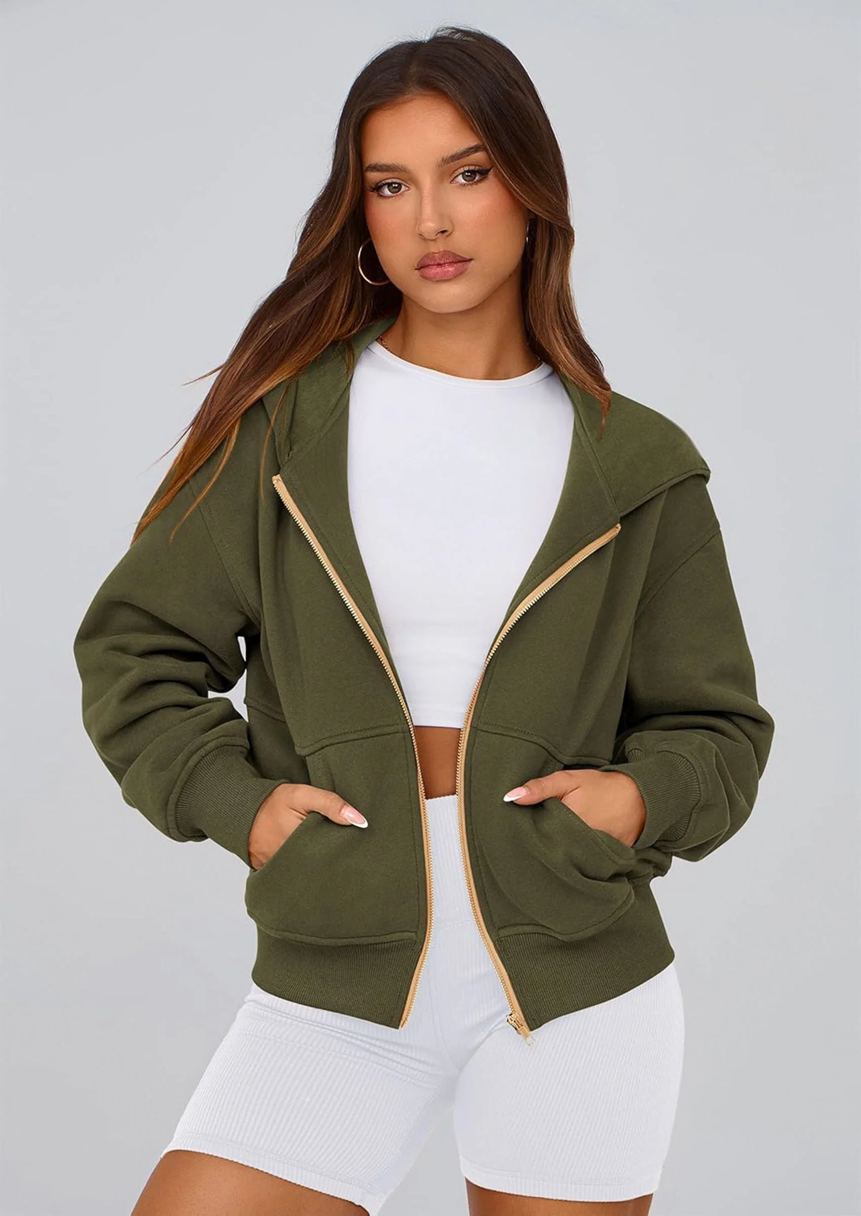 PRETTYGARDEN Hoodies For Women Sweatshirt Zip Up Hoodie Fall Fashion Trendy Long Sleeve Jackets Winter Clothing Outfits - Image 73