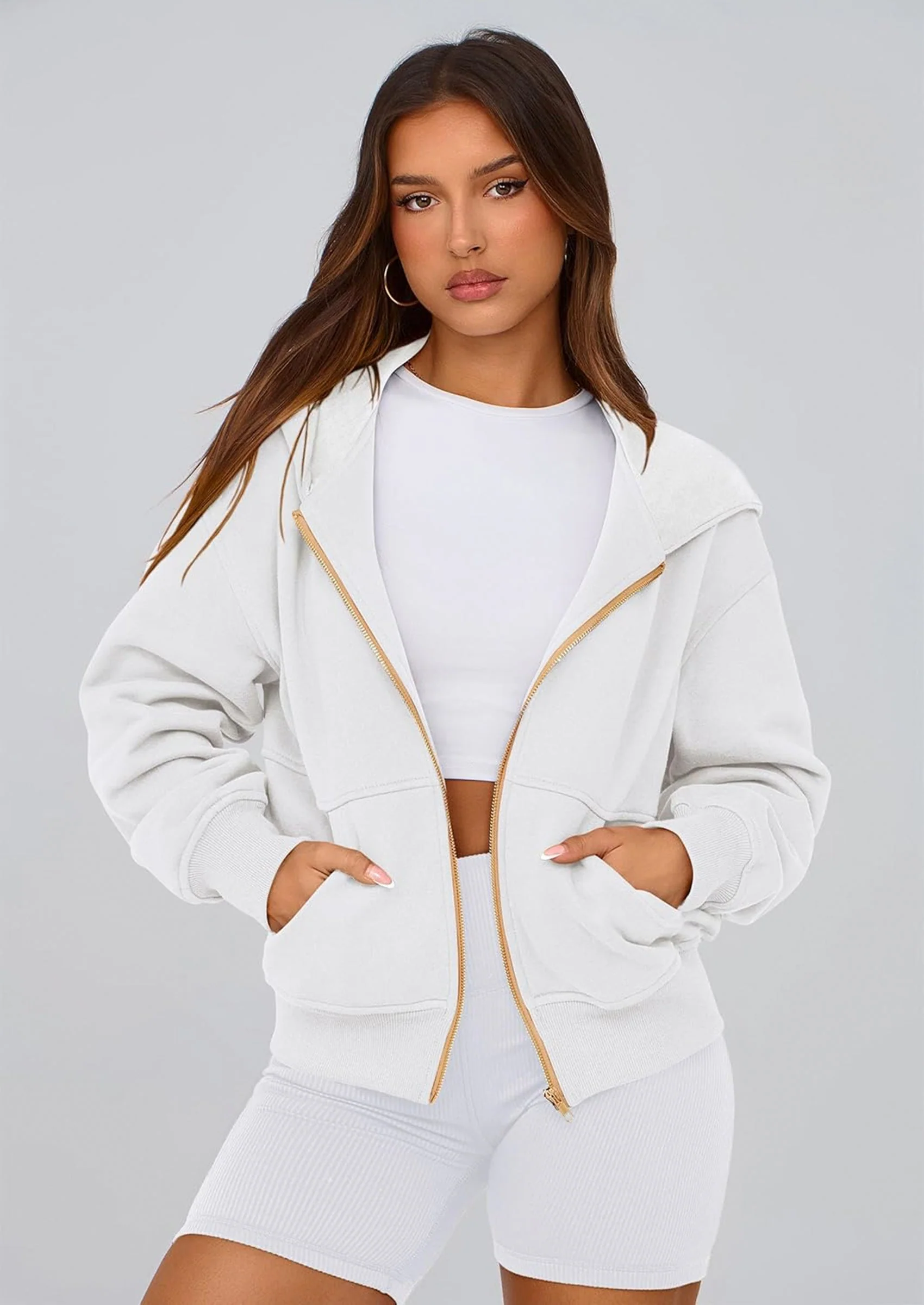 PRETTYGARDEN Hoodies For Women Sweatshirt Zip Up Hoodie Fall Fashion Trendy Long Sleeve Jackets Winter Clothing Outfits - Image 9